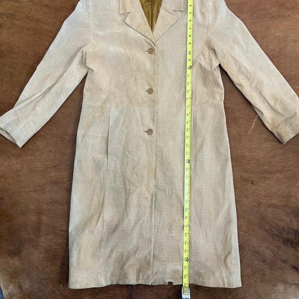 Vintage Y2K Côte Femme Tan Suede Button-Up Midi Coat Minimalist 90s 2000s – S-8 - Picture 6 of 6